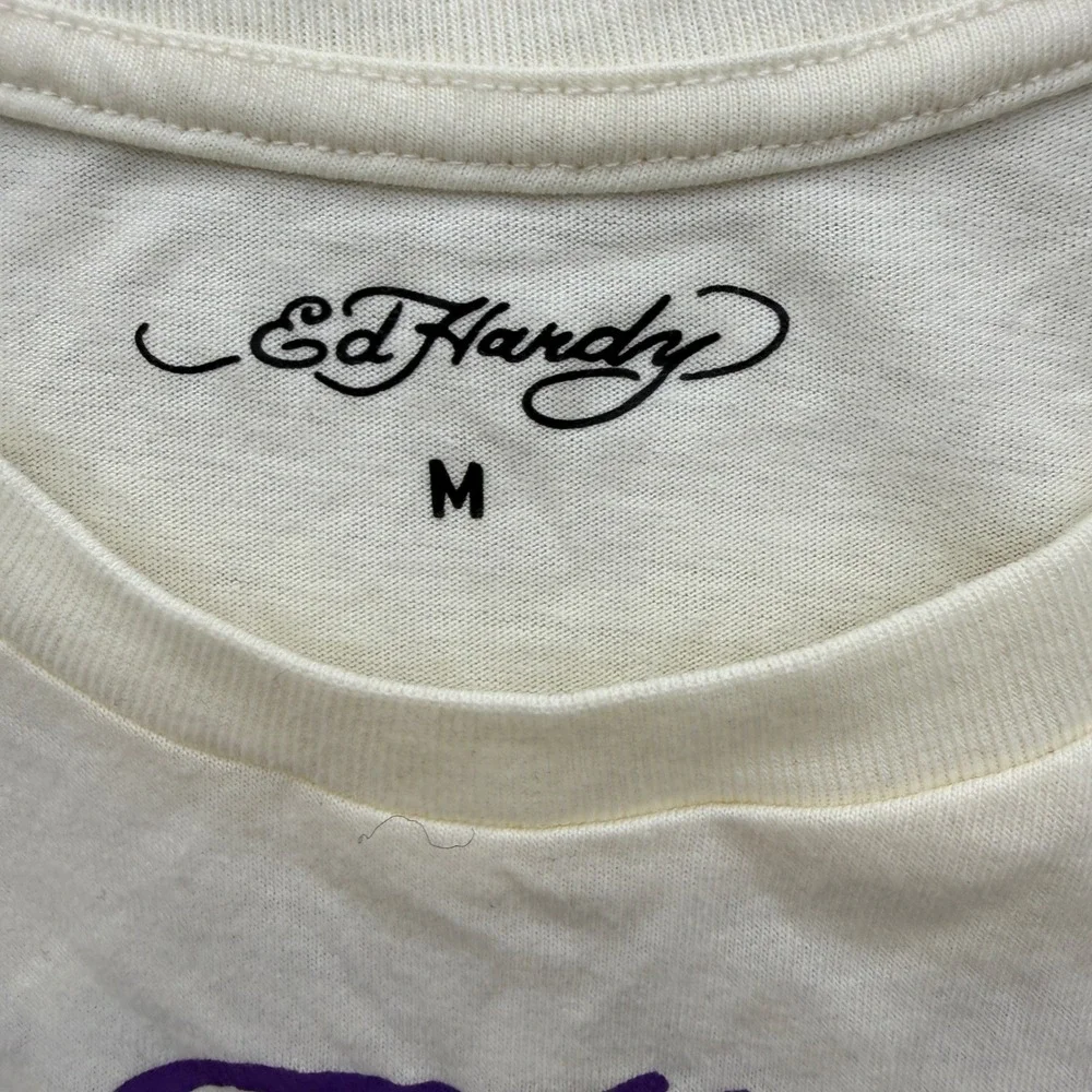 Ed Hardy Graphic Tee Kids M Medium Cream Koi Fish Tattoo‎ Casual Skater Y2K